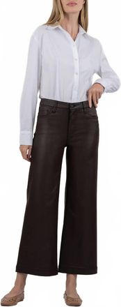 Kut from the Kloth Womens Meg Coated High Rise Wide Leg Pants In Chocolate