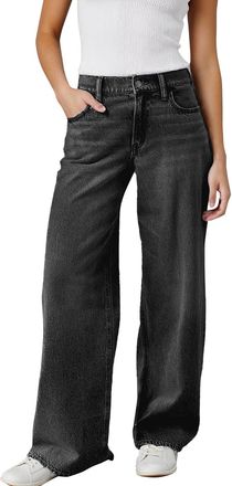 Generic Wide Leg Jeans for Women Ladies Trousers Denim Straight Leg Jeans Women High Waist Stretch Comfy Palazzo Trousers Casual Denim Pants with Pockets for 