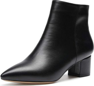 Castamere Womens Zippers Ankle Boots Block Heel Booties 2IN Mid Heel Black Pu Pumps UK 5.5