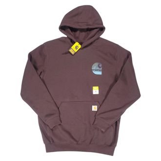 Carhartt Work in Progress Hoodie Mens Brown Graphic Print Long Sleeve Pullover Workwear POSH128