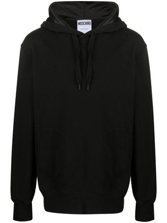 Moschino logo appliqu&eacute; hoodie - Black