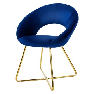 ML Design Ml-design Silla De Comedor Azul Asiento Ergon&oacute;mico Curvado Tapizado De Terciopelo Con Patas De Metal Dorado Sill&oacute;n De Dise&ntilde;o Moderno Para Mesa De Sal&oacute;