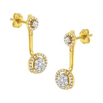 House of Brilliance 14K Yellow Gold Plated.925 Sterling Silver 5/8 Cttw Diamond Removable Stud and Dangle Earrings