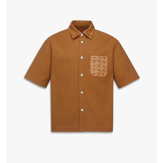 MCM Shirt in Cotton and Monogram Print Leather