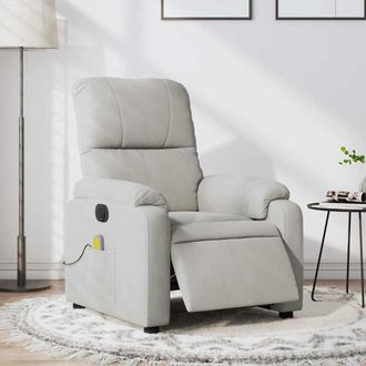 vidaXL Vidaxl - Sill&oacute;n Reclinable Masaje El&eacute;ctrico Tela Microfibra Gris Claro