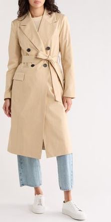 Avec Les Filles Water Resistant Double Breasted Trench Coat in Sandy Tan at Nordstrom Rack, Size X-Small