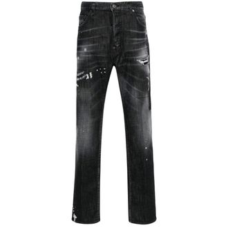 Dsquared2 642 Denim Paint Splash Black Pants Mens Cotton - Size 34 (Waist)