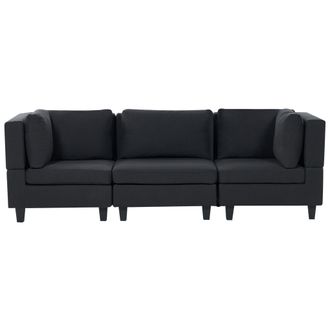 Beliani Sof&aacute; Modular Moderno 3 Plazas Tapizado Tela Poli&eacute;ster Respaldo Acolchado Negro Unstad