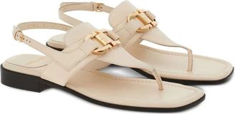 Ferragamo Gancini Leather Flat Sandal