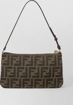 Fendi shoulder baguette bag zucca jacquard strap