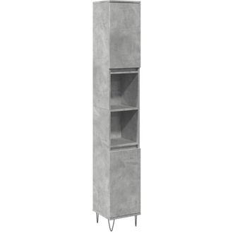 vidaXL Armadietto Bagno Grigio Cemento 30x30x190 cm Legno Multistrato - Vidaxl
