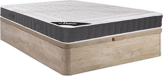 Vente-Unique Conjunto somier arc&oacute;n natural claro + colch&oacute;n de muelles ensacados con acolchado de viscoel&aacute;stica de 27 cm de grosor - ATLANTIDE de YSM&Eacute;E