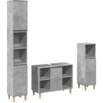 vidaXL Vidaxl - Set Muebles De Ba&ntilde;o 2 Piezas Madera Contrachapada Gris Hormig&oacute;n