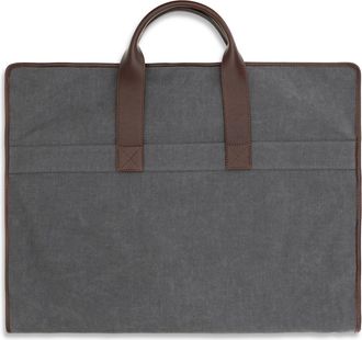 Brunello Cucinelli Mens Garment Bag Techno Fabric And Leather Grigio Medio+burgundy Polyester; Viscose Extras