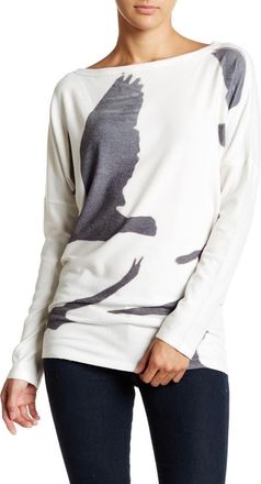 Go Couture Printed Dolman Tunic Sweater in Ivory Flock Of Birds at Nordstrom Rack, Size X-Large