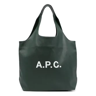 A.P.C. Green Tote Bag with Logo Print