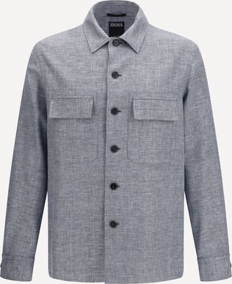 Ermenegildo Zegna Giacca Camicia crossover in lino lana e seta Man L