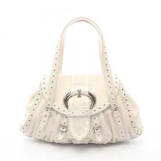 Dior White Leather Handbag Tote Bag (Pre-Owned)