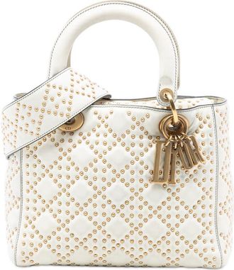 Dior Pre-owned Dior Medium Lambskin Cannage Studded Supple Lady Dior 01-BO-1117