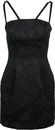 Elisabetta Franchi Black Amphora Relief Pattern Cotton-Blend Sheath Dress