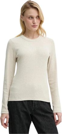 BA&SH Casta Longsleeve Top - Dames - Ronde hals truien - Beige - XS - Katoen - Truien & Vesten