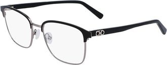 Ferragamo Eyeglasses Square Full Rim, Ruthenium/black Frame And Clear Demo Lens Lens Sf2225038
