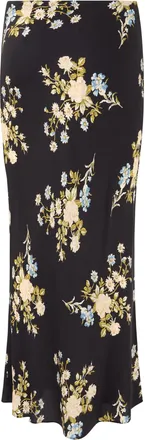 Veronica Beard Floral Silk Skirt - Black