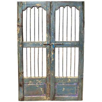 Wanderlust Deco Puerta De Madera Acabado Artesanal Azul 102x3x170h Cm