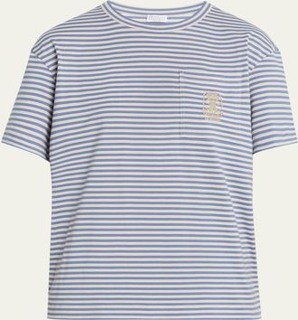 Brunello Cucinelli Striped Cotton Jersey Short-Sleeve T-Shirt
