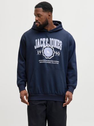 Jack & Jones Plus Size Kapuzensweatshirt JJMAKO SWEAT HOOD PLS, Herren, Gr. 4XL, stormy weather, angeraute Sweatware, Obermaterial: 60% Baumwolle, 40% Polyester, JACK & JONE