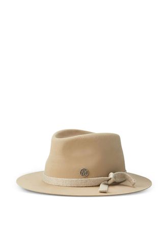 Maison Michel Andr&eacute; ribbon-detailed fedora hat - unisex - Wool Felt/Cashmere - S - Neutrals