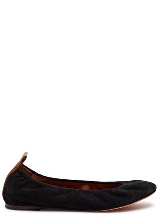 Lanvin Suede Ballet Flats - Black - 37 (IT37 / UK4)
