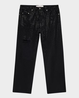 Golden Goose Men & apos;s Allover-Crystal Loose Skate Jeans