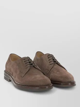 Brunello Cucinelli suede derby shoes round toe rubber sole