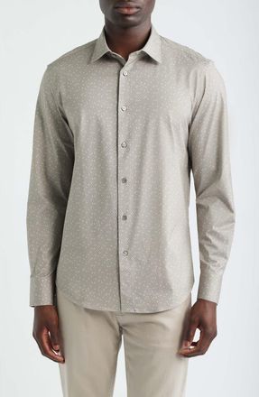 Bugatchi Jimmy OoohCotton Geo Print Button-Up Shirt in Sand at Nordstrom, Size Xxx-Large