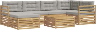 vidaXL Conjunto De Sof&aacute;s De Exterior 7 Uds. Blanco Y Gris Claro Vidaxl