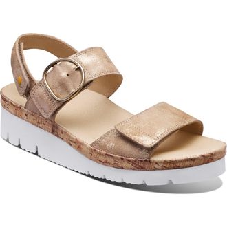 Samuel Hubbard Portola Two Strap Sandal in Gold Metallic Suede at Nordstrom, Size 10.5