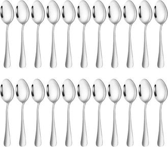OEM Juego De 24 Cucharas De Acero Inoxidable Para Caf&eacute;, T&eacute; Y Postres - Cucharas Peque&ntilde;as Para El Hogar Y Restaurantes (13,7 Cm, Color Plata)