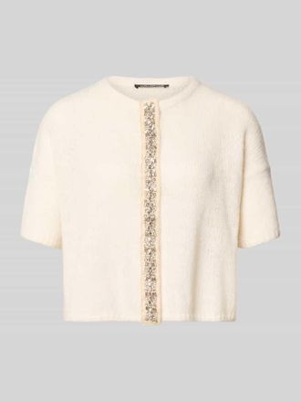 Luisa Cerano Luisa Cerano Strickjacke mit Ziersteinbesatz und 1/2-Arm in Offwhite, Gr&ouml;&szlig;e 34