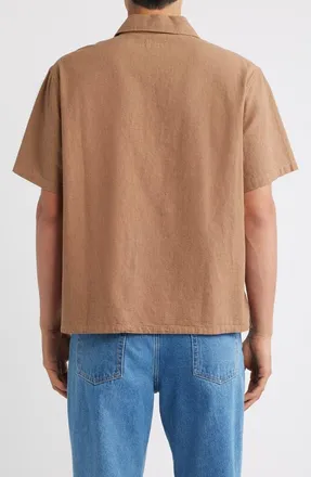 Brixton Brakeman Striped Half Zip Shirt in Brown/tan Stripe at Nordstrom, Size Xx-Large