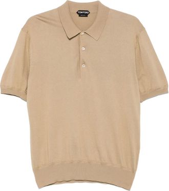 Tom Ford Polo in cotone con ricamo logo - Toni neutri