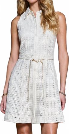 Current Air Eyelet Embroidery Sleeveless Shirt Dress In Natural