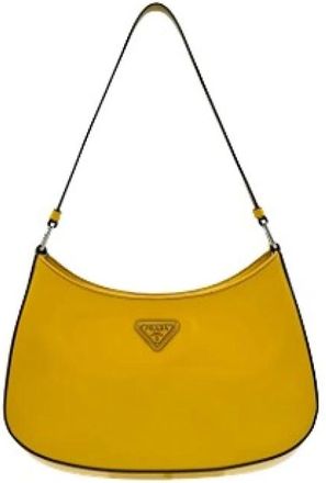Prada Pre-owned Shoulder Bags, female, Yellow, Size: ONE SIZE Pre-owned Leather Shoulder Bag
