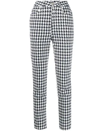 Alexander McQueen Jeans met pied-de-poule print - Wit