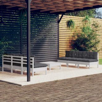 vidaXL Vidaxl - Muebles De Jard&iacute;n 7 Piezas Con Cojines Antracita Madera Pino