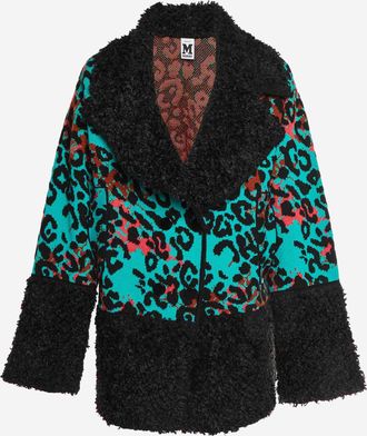 Missoni Green Leopard Pattern Jacquard Knit Double Breasted Coat