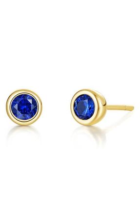 Lafonn Bezel Simulated Birthstone Stud Earrings in Blue at Nordstrom