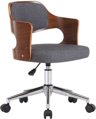 vidaXL Silla De Comedor Giratorio De Madera Curva Y Tela Gris