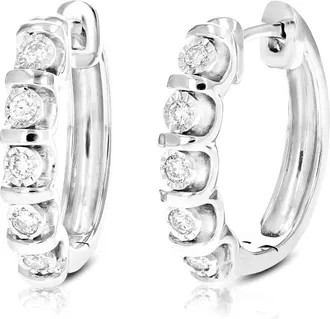 Vir Jewels 1/4 cttw Lab Grown Diamond Hoops Earrings in Sterling Silver With Hidden Post For Women
