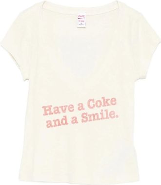 Re/Done V-hals T-shirt - Dames - T-shirts - Beige - S - Katoen - Tops